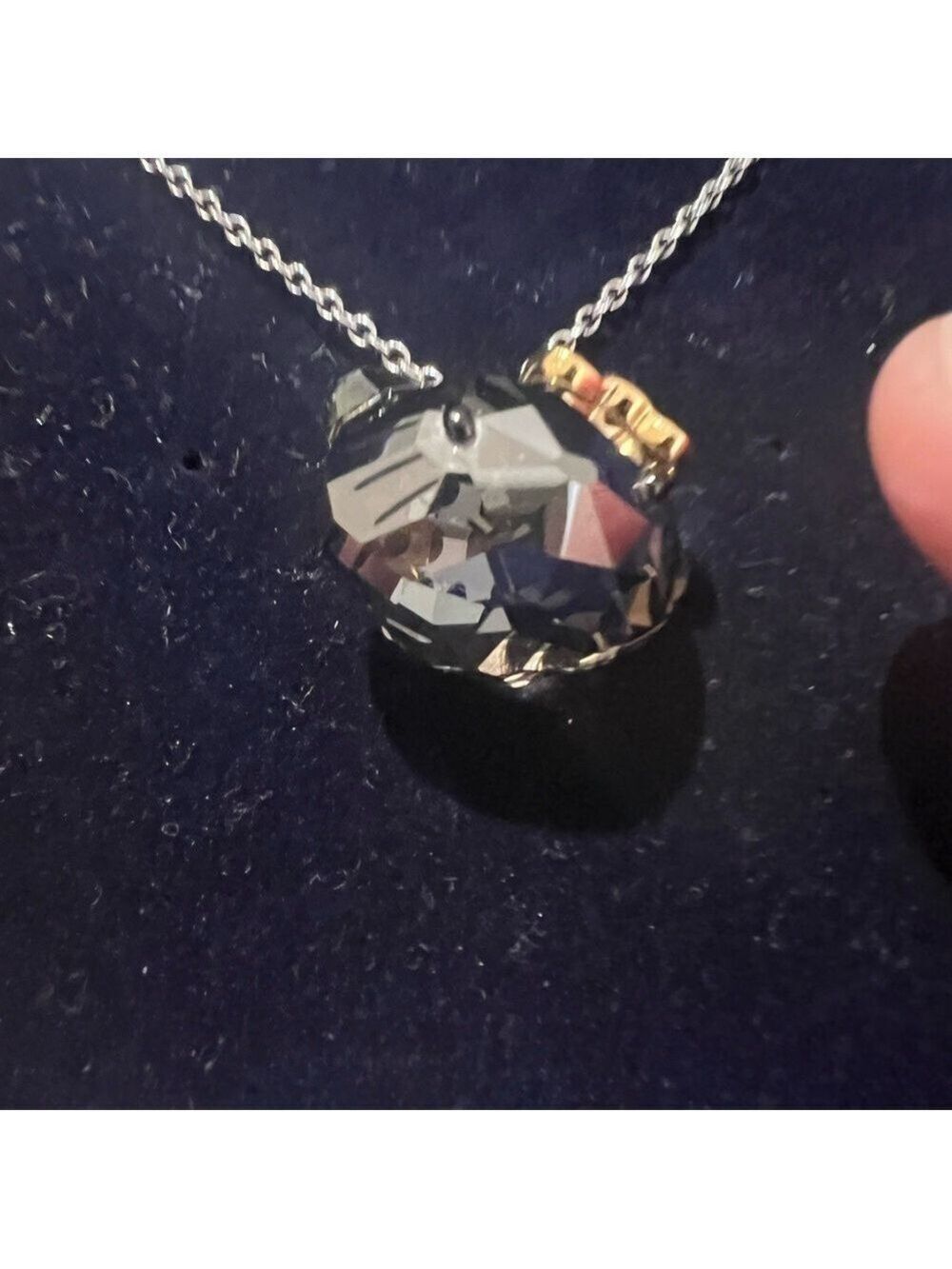Swarovski Hello Kitty Smoky Crystal Pendant Necklace w Box Warranty Card Sanrio - Picture 4 of 8